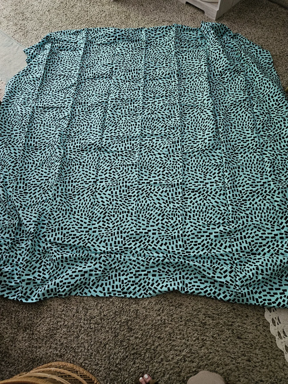 IKEA Blue and Black Patterned Fabric Roll